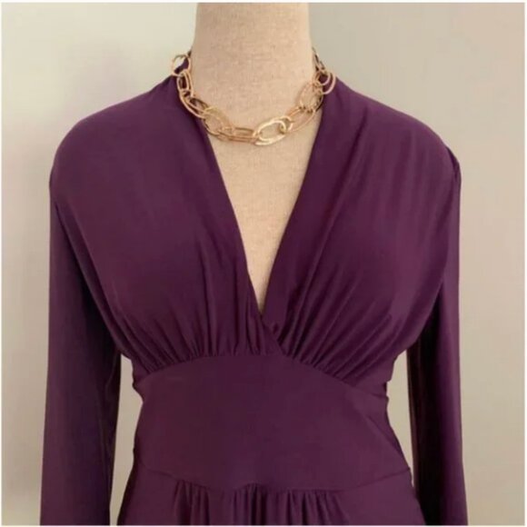 Evan-Picone Women's V-Neck Purple Cinced Waist Cocktail Dinner Dress Size 8P - Picture 2 of 7